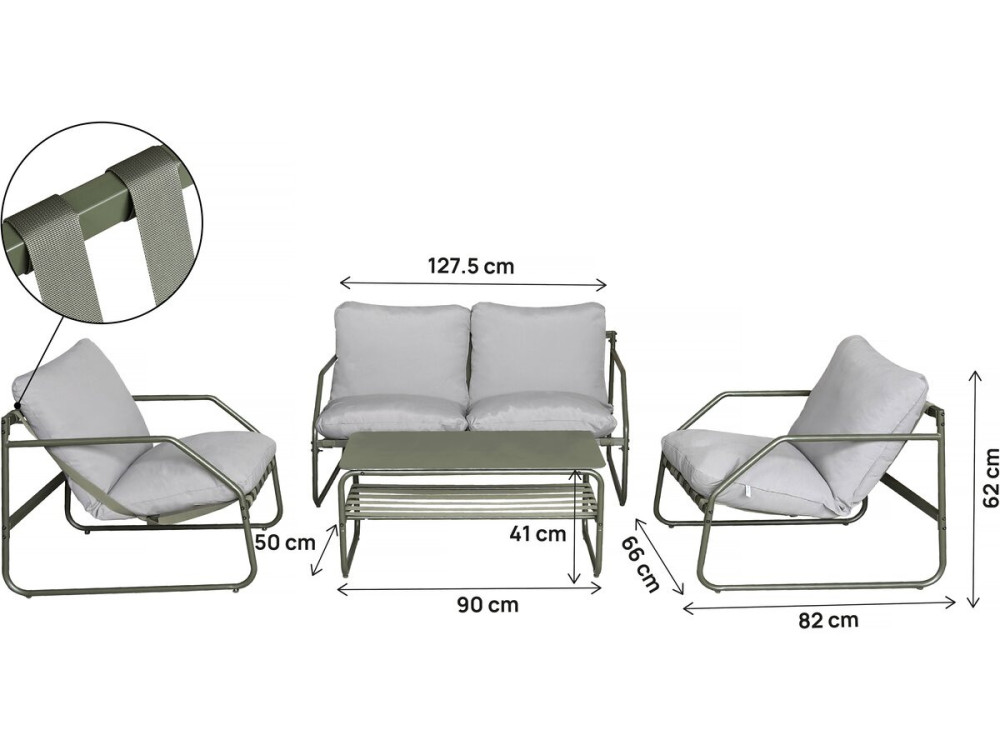 Gartenmöbel aus Metall mit Kissen "Sora" - 4 Sitzplätze - Grün