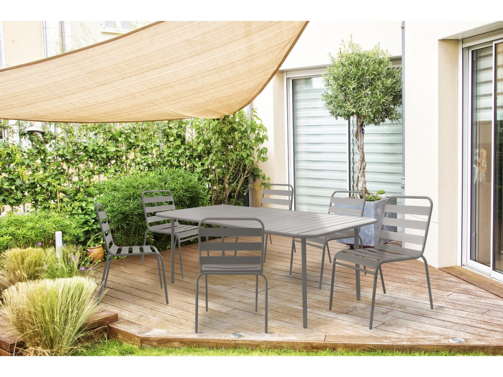 Gartentisch aus Metall „Bilbao“ – 180 x 90 x 71 cm – Taupe