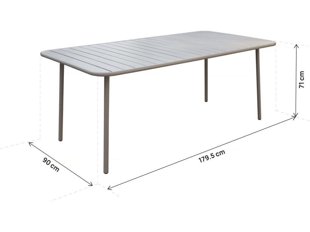 Gartentisch aus Metall „Bilbao“ – 180 x 90 x 71 cm – Taupe