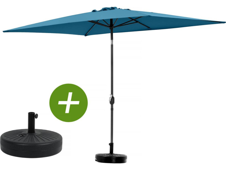 Sonnenschirm "Sol 2" - Rechteckig - 2 x 3 m - Blau + Platten zur Beschwerung inbegriffen