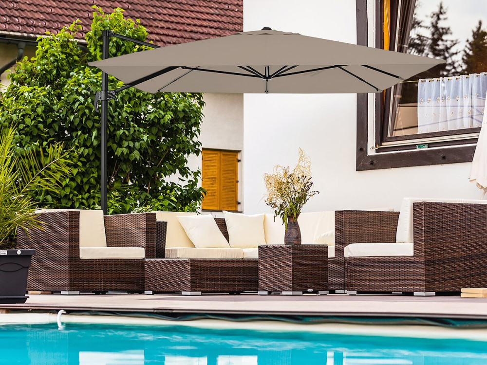 Gartenschirm "Sky 4" aus Aluminium - 3 x 4 m - Taupe - Mit Schutzhülle