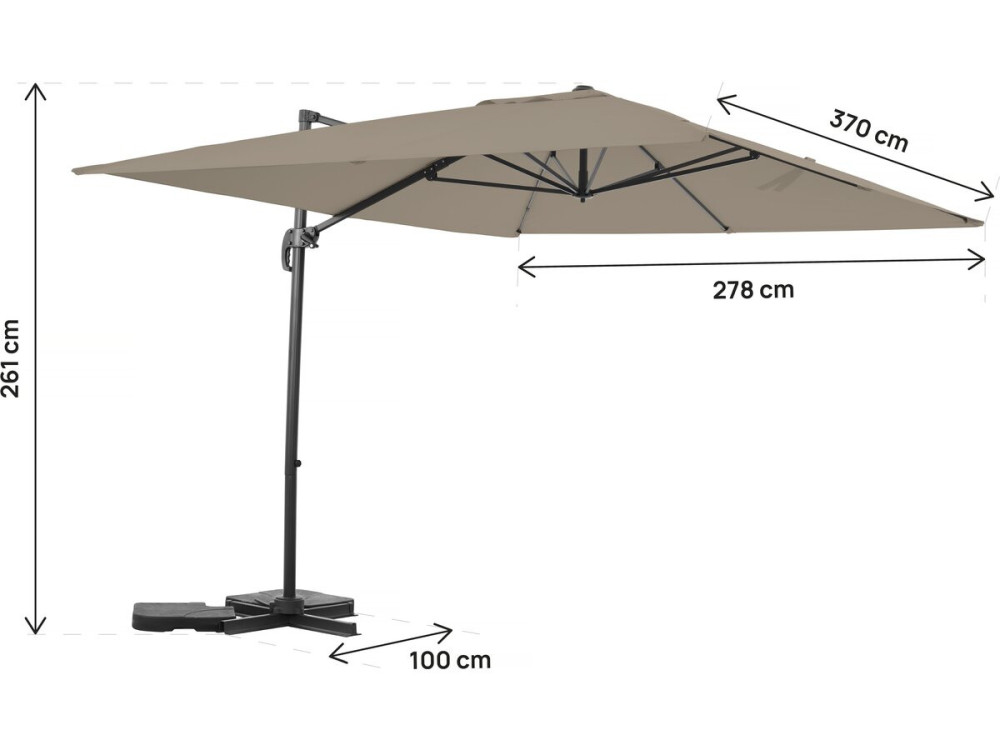 Gartenschirm "Sky 4" aus Aluminium - 3 x 4 m - Taupe - Mit Schutzhülle