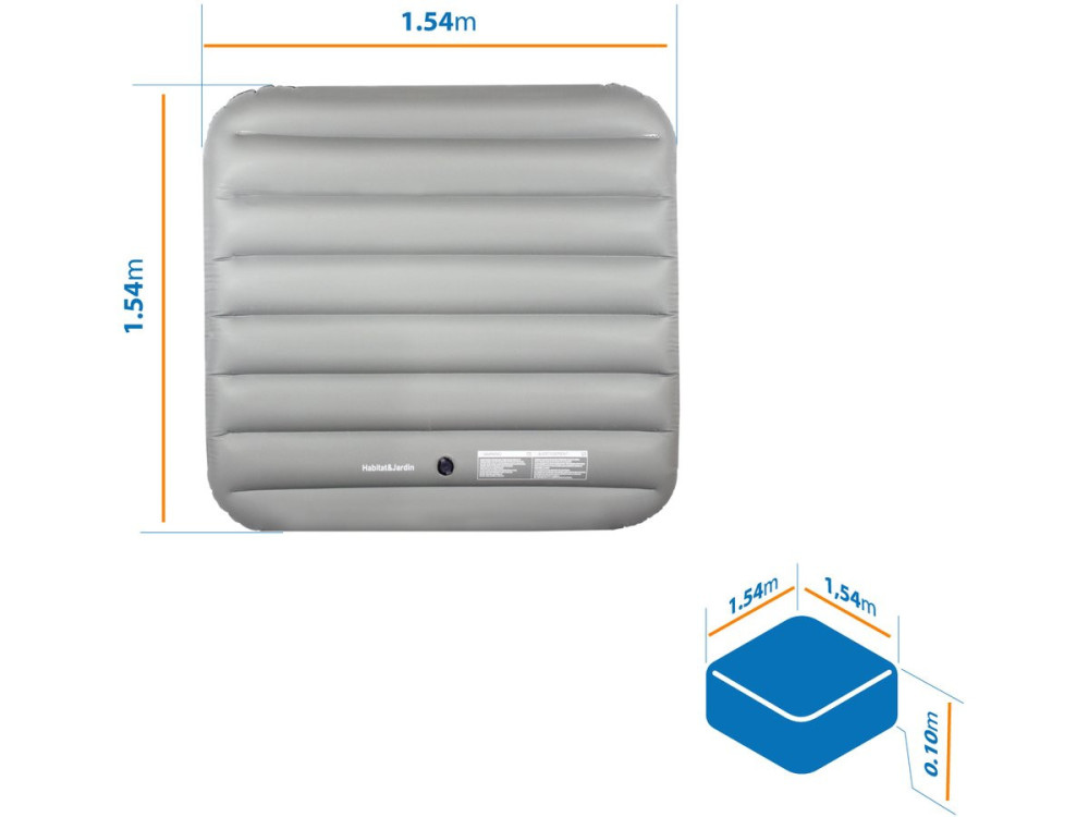 Aufblasbare Abdeckung für Whirlpool - 111 x 113 cm - Grau