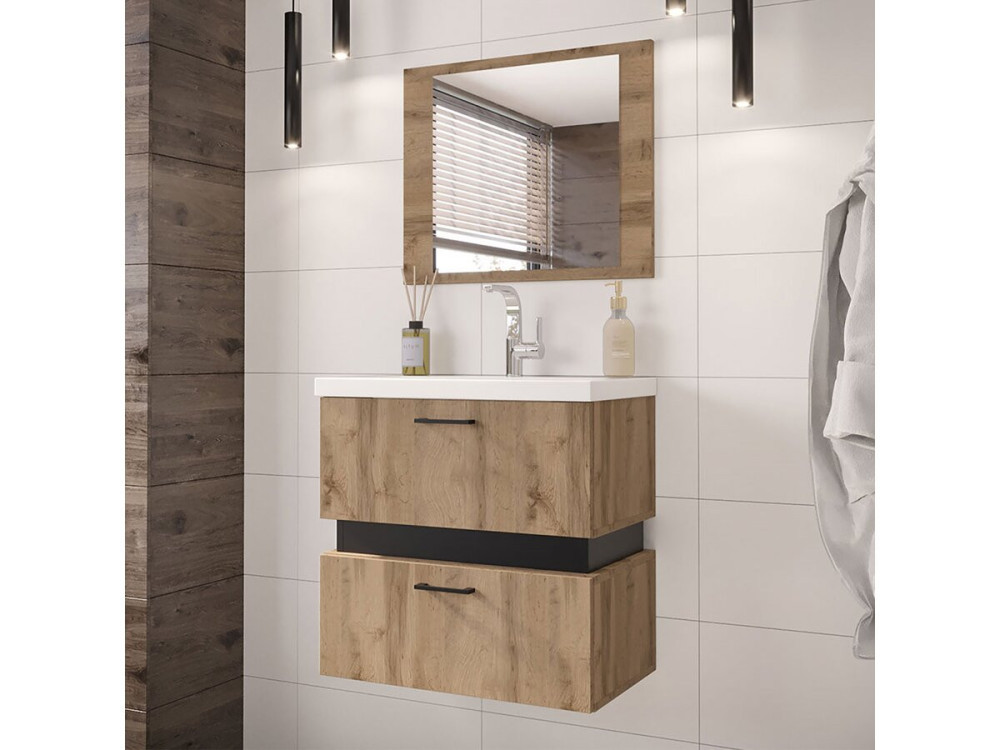 Badezimmermöbel "Paros" - 3-teilig - Braun/Schwarz