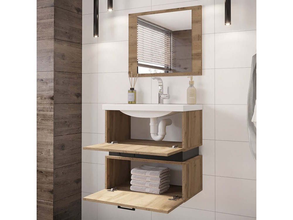 Badezimmermöbel "Paros" - 3-teilig - Braun/Schwarz