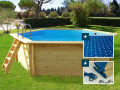 Holzpool "Hawai" - 4,10 x 1,20 m + Luftpolster-Abdeckplane  180 µ + Winterplane 280 g/m²