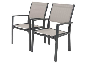 Gartenstuhl "Tropic" Alu/Textilene - Phoenix - Taupe - 2er-Set
