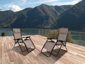 Relax-Gartensessel 2-er Set verstellbar und schwerelos "Sintra" - Taupe 2