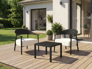 2er-Set Gartensessel aus Kunststoff und Metall "Céora" - Schwarz 2