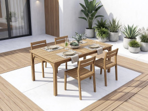 Ausziehbarer Gartentisch aus Holz 180/240 cm "Valladolid" - 6 bis 10 Plätze - Braun 2