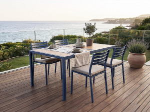 Gartentisch aus Metall in Holzoptik "Tossa" - 160 x 90 x 75 cm - Braun 2