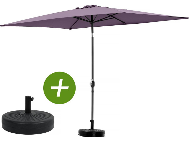 Sonnenschirm "Sol 2" - Rechteckig - 2 x 3 m - Lila + Platten zur Beschwerung inbegriffen
