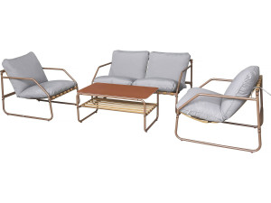 Gartenmöbel aus Metall mit Kissen "Sora" - 4 Sitzplätze - Terracotta