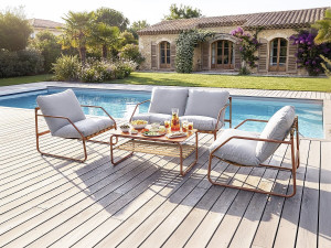 Gartenmöbel aus Metall mit Kissen "Sora" - 4 Sitzplätze - Terracotta 2