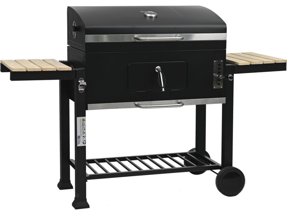 Kohlegrill mit Seitenablagen und verstellbaren Grillrosten "Marquis" - Schwarz