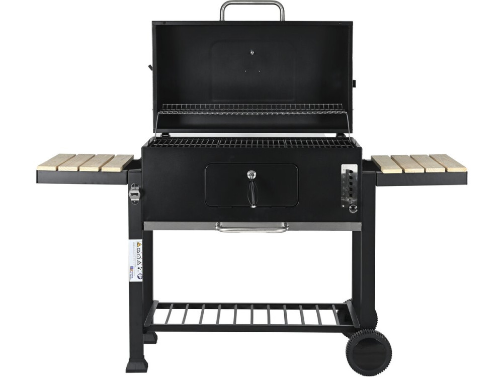 Kohlegrill mit Seitenablagen und verstellbaren Grillrosten "Marquis" - Schwarz