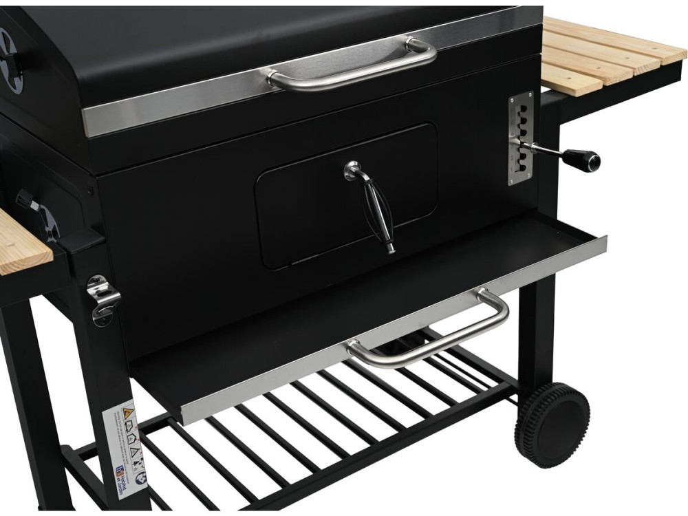 Kohlegrill mit Seitenablagen und verstellbaren Grillrosten "Marquis" - Schwarz