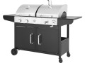 Gaz- und Holzkohle-Grill 2-in-1 "Western" - Schwarz