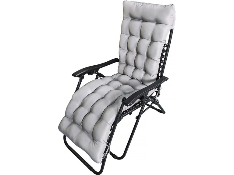 Kissen für Gartensessel aus Stoff "Romy" - 164 x 52 x 10 cm - Hellgrau