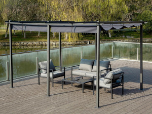 Metallpergola mit ausziehbarem Dach - 3 x 6 m - Anthrazit 2