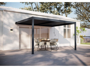 Anlehn-Pergola "Windsor" aus Aluminium - Anthrazitgrau - 3 x 4 M 2