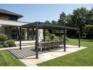 Freistehende, bioklimatische Pergola Kensington aus Aluminium – 3 x 6 M – Grau 2