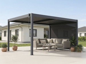 Bioklimatische Pergola mit Led und Markise aus Aluminium "Windsor premium" - 3 x 4 m - Grau 2