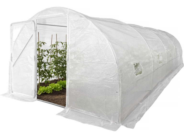 Tunnelgewächshaus mit Tür „Mimosa” 6 x 3 M – 180 g – 18 M² - Weiß