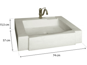 Spüle "Modena" - rekonstituierter Stein - 74 x 57 x 15.5 cm 2