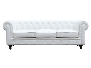 Chesterfield-Sofa "Aliza" - 208 x 82 x 70 cm - 3-Sitzer - Weiß 2