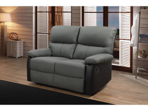 Relax-Sofa "Lincoln" - 147 x 89 x 103 cm - 2-Sitzer - Schwarz / Dunkelgrau 2