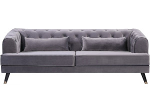 Sofa aus Samt "Gloria" - 216 x 86 x 76 cm - 3-Sitzer - Grau 2