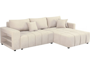 Ecksofa mit Schlaffunktion aus Chenille-Stoff 3-Sitzer - "Trocadero" - Beige