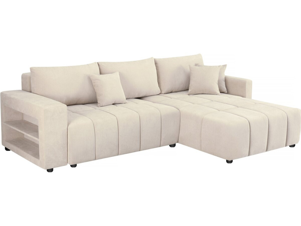 Ecksofa mit Schlaffunktion aus Chenille-Stoff 3-Sitzer - "Trocadero" - Beige