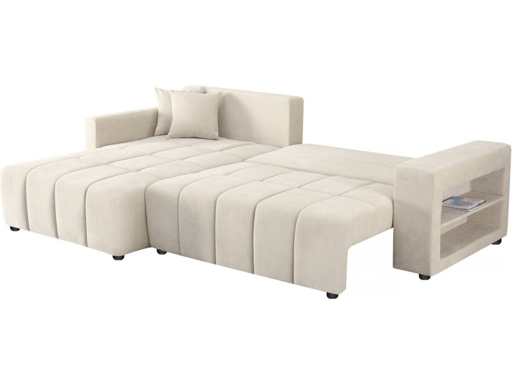 Ecksofa mit Schlaffunktion aus Chenille-Stoff 3-Sitzer - "Trocadero" - Beige
