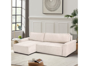 Ecksofa mit Schlaffunktion aus texturiertem Stoff "Montaigne" - 4 Personen - Beige 2