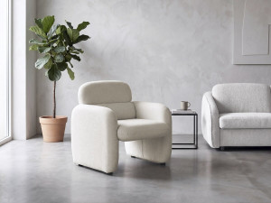 Lounge-Sessel aus meliertem Stoff "Cozmo" - 78 x 79 x 77 cm - Creme 2