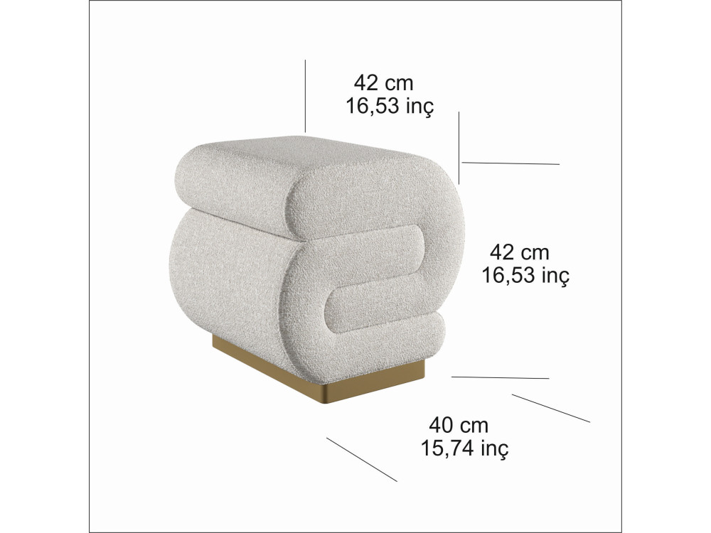 Sitzsack aus Holz "Sally" 40 x 42 x 42 cm - Creme