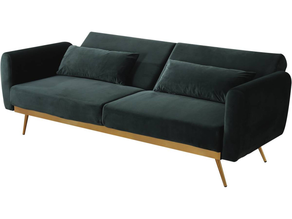Schlafsofa aus Samt "Donia" - 203 x 81 x 83 cm - 3-Sitzer - Dunkelgrün