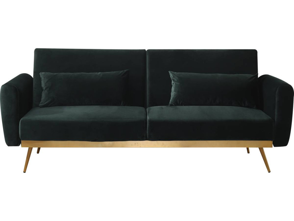 Schlafsofa aus Samt "Donia" - 203 x 81 x 83 cm - 3-Sitzer - Dunkelgrün