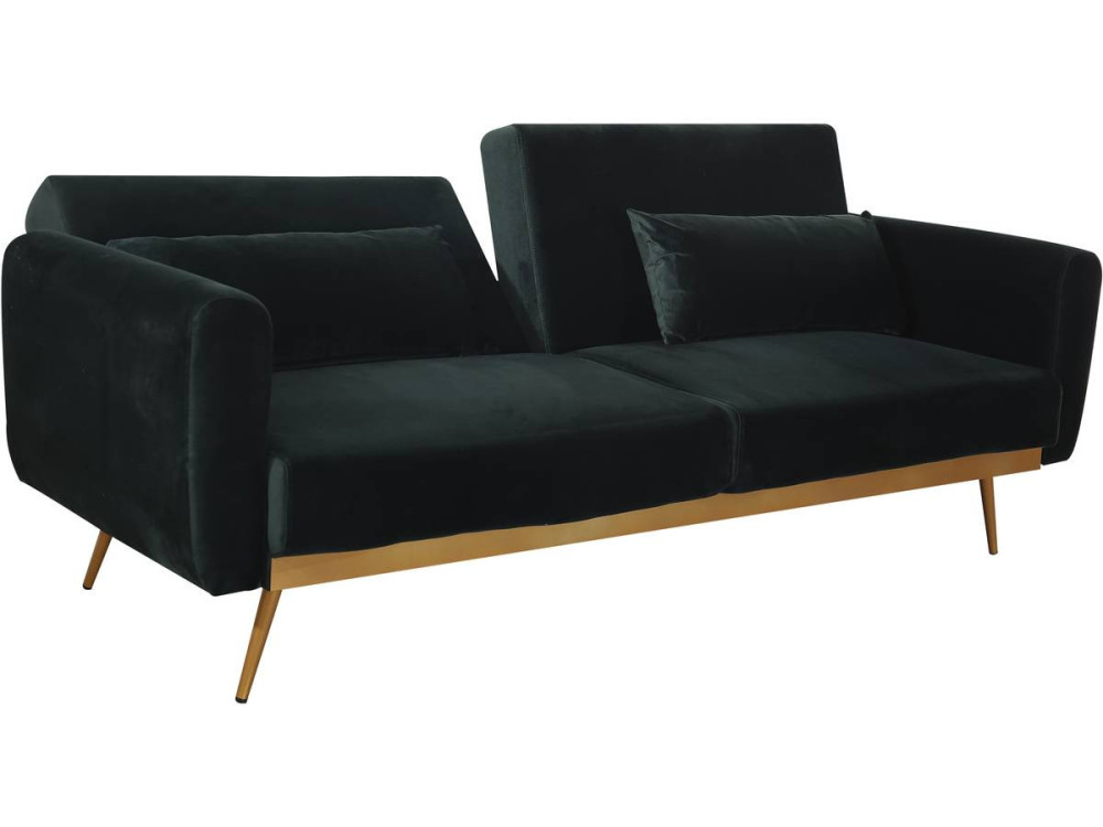 Schlafsofa aus Samt "Donia" - 203 x 81 x 83 cm - 3-Sitzer - Dunkelgrün