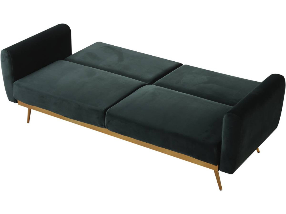 Schlafsofa aus Samt "Donia" - 203 x 81 x 83 cm - 3-Sitzer - Dunkelgrün