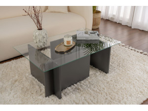 Couchtisch aus Glas "Vetrino" 105 x 65 x 40 cm - Anthrazit 2