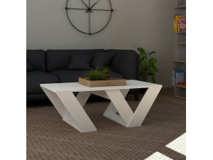 Couchtisch aus Holz "Pipra" - 110 x 60 x 40 cm - Weiß 2