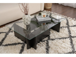 Couchtisch aus Glas "Flavio" 105 x 65 x 30 cm - Holz Schwarz 2