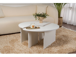 Couchtisch aus Holz "Moira" 90 x 90 x 41 cm - Naturweiß 2