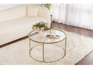 Couchtisch aus Metall „Aurum” – 80 x 80 x 43 cm – Transparent Gold 2