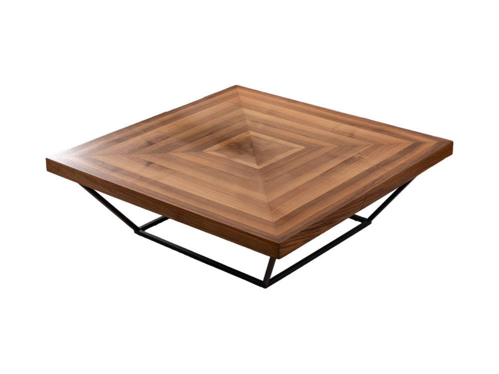 Niedriger Holztisch "Cora" - 100 x 100 x 32 cm - Nussbaum