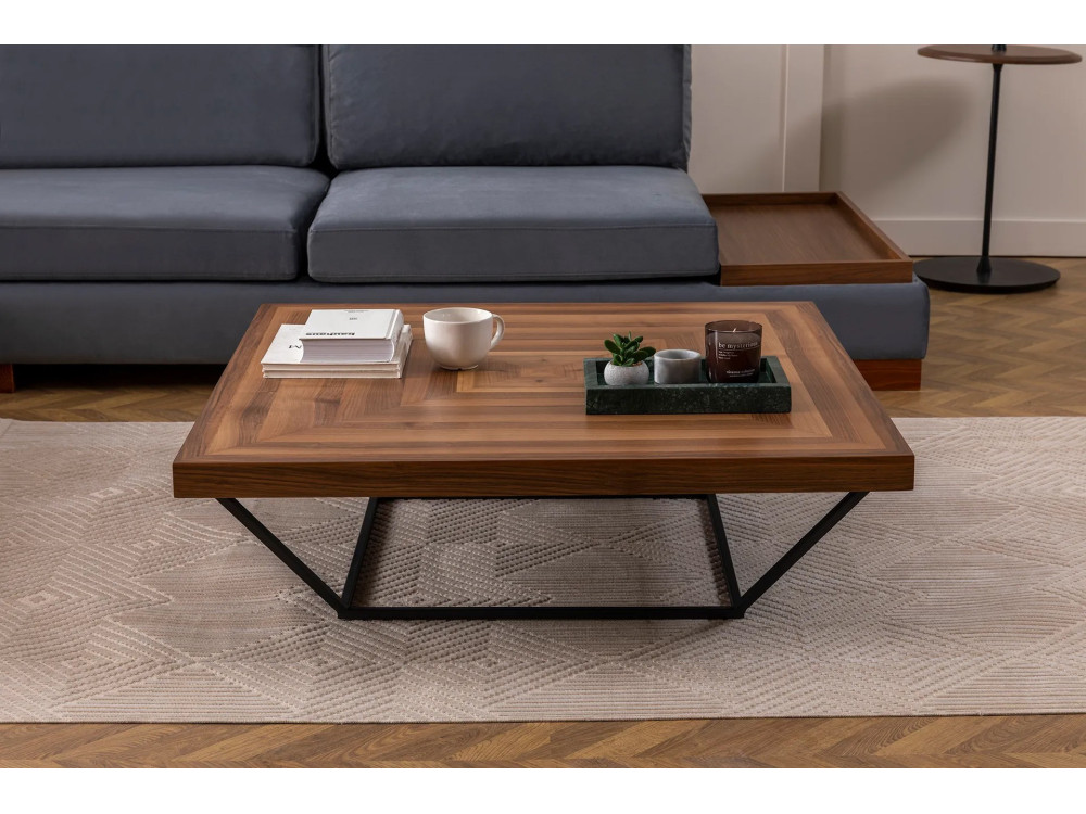 Niedriger Holztisch "Cora" - 100 x 100 x 32 cm - Nussbaum