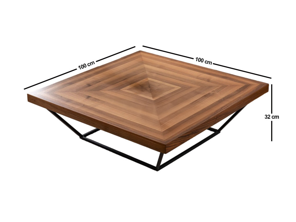 Niedriger Holztisch "Cora" - 100 x 100 x 32 cm - Nussbaum